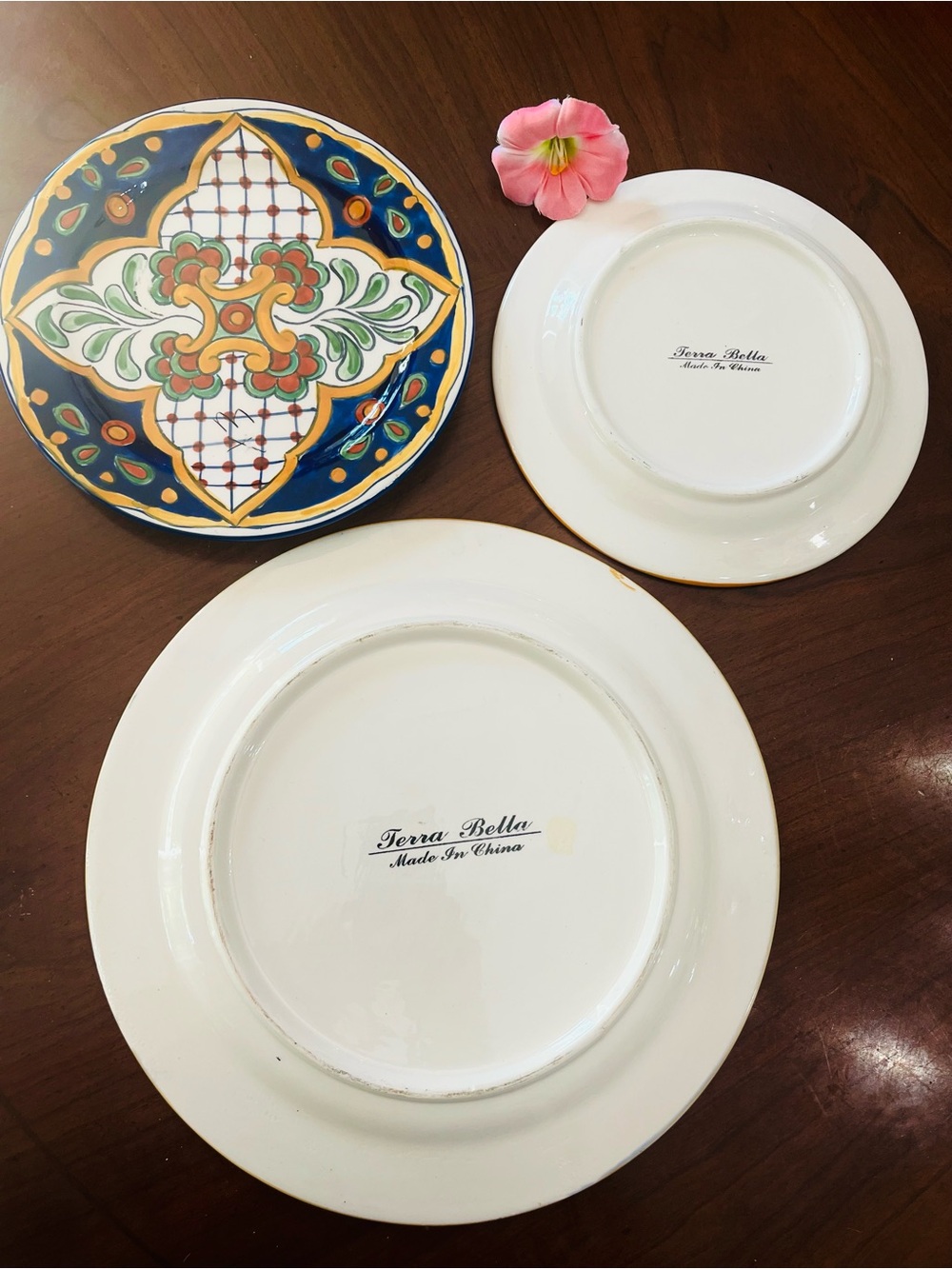 Maxcera Terra Bella Plates Lot 3: Hand-Painted Tuscan Talavera 1 Dinner 2 Salad - Picture 9 of 10